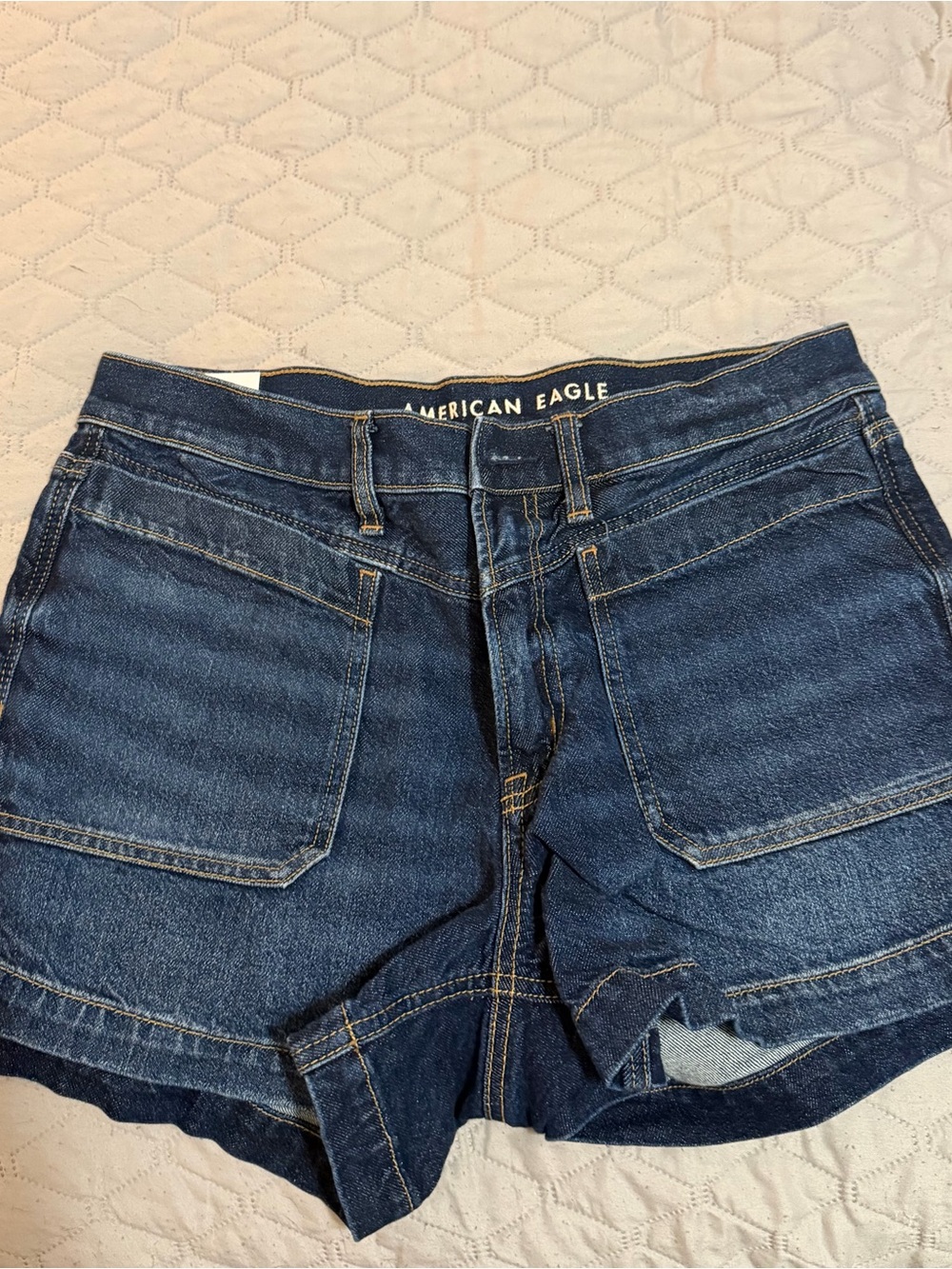 American Eagle Outfitters Dark Blue Denim High-Rise Shorts